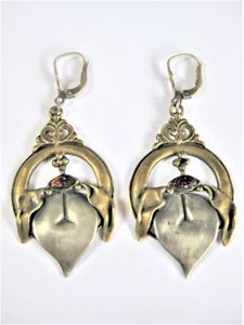 Ohrringe Silber 925/ Messing mit Almadin, 11,1 g - Bild 1 von 3