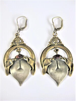 Ohrringe Silber 925/ Messing mit Almadin, 11,1 g - Bild 1 von 3