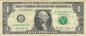 $1 2009 Fancy Serial A33333841D - Picture 1 of 1