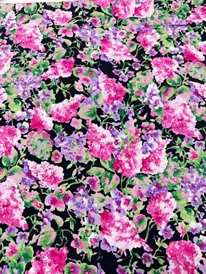 1 Yard Vintage Robert Kaufman Pink Purple Floral Cotton fabric Foto 1 de 4