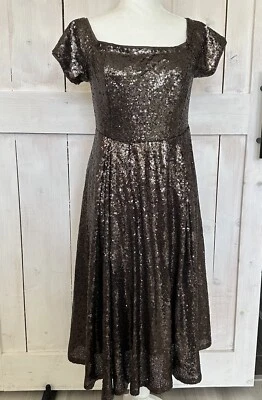TORRID Gunmetal Brown Sequin Off Shoulder Midi Dress Women’s Size 10  NEW - Image 1 of 4