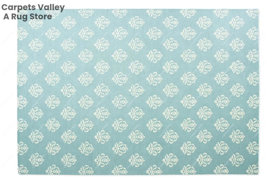 Damask Blue, Hand-Tufted Wool Handmade Area Rug Carpet for Any Room - Image 1 of 1