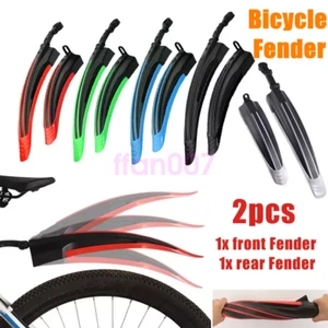 2Pcs Mountain Bike Mudguards MTB Bicycle Mud Guard Tire Fender Front Rear Set - Picture 1 of 14