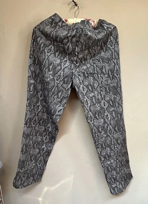 Isaac Mizrahi Live! Calça feminina tamanho 14 elástica pele de cobra cinza preta - Imagem 1 de 4
