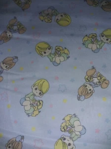 Precious Moments 2003 Blue Flannel Fabric by Spectrix Cotton 1 Yard 17"x 44" - Picture 1 of 9