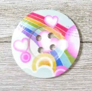 large rainbow wood heart button sewing 4 holes crafts 2 inch pink hearts - Picture 1 of 2