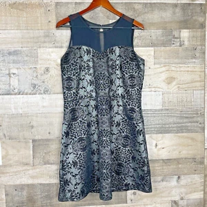 Maurices Womens Dress SZ L Metallic Black with Velvet Floral Detail Short Sleeve - Picture 1 of 11