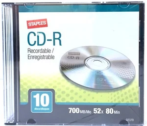 Staples CD-R Dischi Registrabili - Confezione da 10 - 700MB 52x 80 Min - Foto 1 di 4