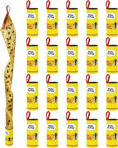20 Packs Fly Tape, Fly Strips, Fly Paper Strips Roll Ribbon Sticky Fruit Fly NEW - Picture 1 of 5