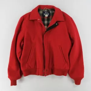 Vintage 80s Woolrich Wool Bomber Jacket Rare Plaid Lined USA Made Outdoors 1980s - Picture 1 of 10