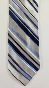 Joseph And Feiss International Silk Tie Blue And Gray Stripes - Picture 1 of 5