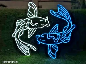 Koi Fish Neon Sign, Handmade Traditional Tattoo Japanese Koi Fish LED Neon Light - Picture 1 of 10