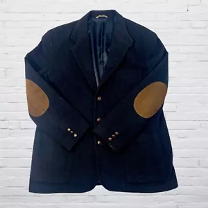 GAP Wool Blend Blazer w Leather Elbow Patch Sport Coat Mens Large Charcoal Gray - Picture 1 of 12