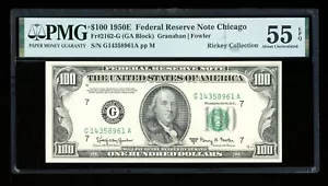 DBR 1950-E $100 FRN Chicago Fr. 2162-G PMG 55 EPQ Serial G14358961A - Picture 1 of 2