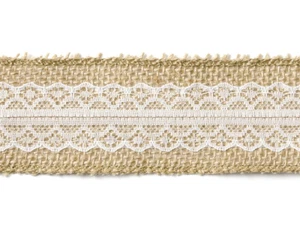 5m Rolle Juteband 5cm mit Spitze Dekoband Geschenkband Tischdeko Hochzeit natur - Bild 1 von 3