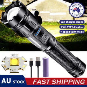 1200000LM LED Flashlight Zoom Light Super Bright Torch USB Rechargeable Lamp AUS - Picture 1 of 12