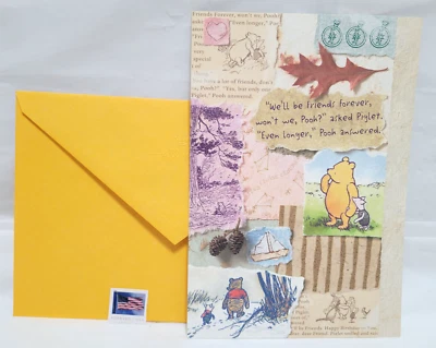 Hallmark Greeting Card- Happy Birthday Friend - Winnie the Pooh - with Stamp - Image 1 of 4