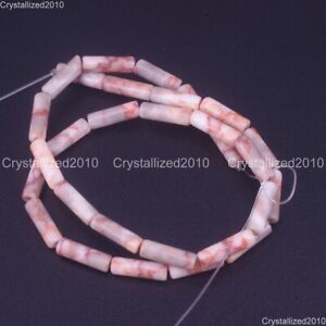 Natural Gemstones Agate Jasper Onyx Opal Tube Space Loose Beads 4mm x 13mm 15.5"