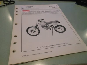 NOS OEM Honda 1987 XR600R Set-Up Instructions Manual 729 8608 - Picture 1 of 6