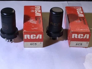 Pair RCA 6C5 NOS 1970 Matching Dates Tubes 32R18-R Tested - Picture 1 of 4