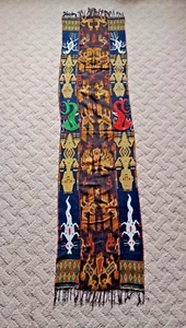 Vintage Ikat Hand Woven Beaded Wall Hanging Textile - May Be Indonesian Sumba - Picture 1 of 15