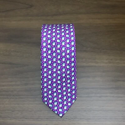 Corbata J Crew The Silk delgada púrpura con conchas de almeja blanca y verde Foto 1 de 4