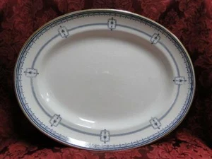 Royal Doulton Mina, Dark Blue Swags, Circles, Urns: Oval Serving Platter 13 1/4" - Picture 1 of 10