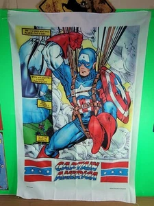 VTG 1991 MARVEL COMICS CAPTAIN AMERICA 29.5X44" CLOTH POSTER/FLAG. (R6) - Picture 1 of 7
