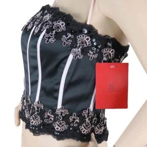 Corset Bustier Crop Top Size 8 Womens Black Silver Elegant Lace Collections - Picture 1 of 7