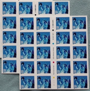 TWO Sheets x 20 = 40 Of STATUE OF LIBERTY 34¢ US Postage Stamps. USA Sc # 3485b - Picture 1 of 7