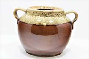 Bohnentopf dunkelbraun Tropfglasur mit Griffen - Bild 1 von 6