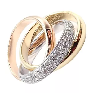 Cartier Trinity klassischer Diamant 18 Karat weiß gelb roségold Bandring 6,75 Papier - Bild 1 von 12