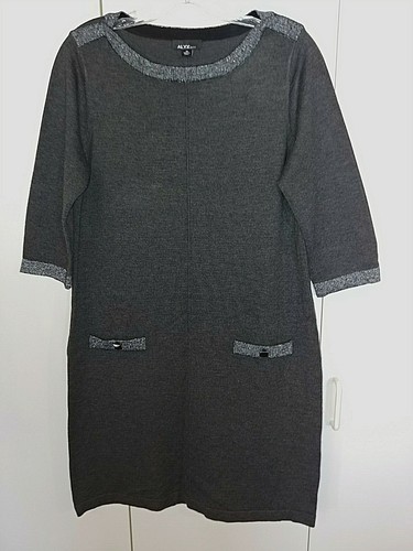 ABITO DONNA ALYX DRSS GRIGIO MAGLIA MANICA 3 4 M ARGENTO METALLIZZATO APPENA INDOSSATO CARINO