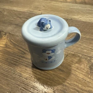 Tazza ceramica orso blu gloria del mattino vintage Corea con coperchio rara - Foto 1 di 5