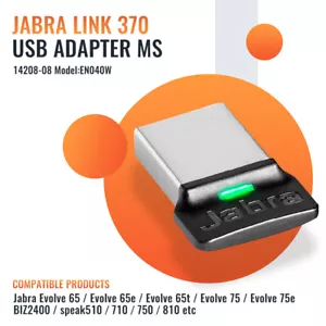 Jabra Link 370 USB adapter MS 14208-08 Bluetooth wireless dongle Evolve 65 75 - Picture 1 of 6