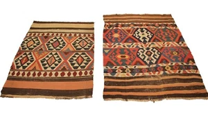 Due antichi tappeti caucasici Shirvan Kilim 4x5 112x135 cm tessuto piatto 4x4 97x114 cm - Foto 1 di 12