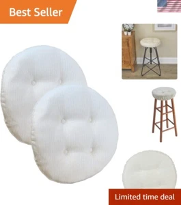 Plush Ivory Round Barstool Cushions with Non-Slip Backing - Omega Series, 2 Pack - Picture 1 of 7