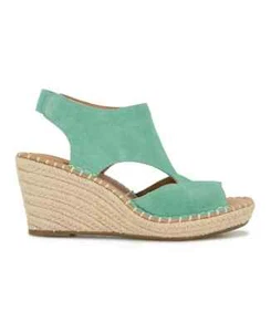 Gentle Souls Womens Cody Wedge Espadrille Sandals Mint Suede Size 9.5 NEW - Picture 1 of 5