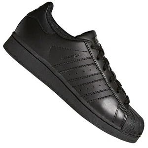 Adidas Originals Superstar In Pelle Sneakers B25724 Mono Black - Foto 1 di 1
