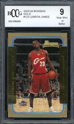 2003-04 Bowman Gold #123 Леброн Джеймс дебютант карта BGS BCCG 9 почти как новый + - Изображение 1 из 2