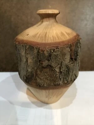 Vintage Wood Vase Rustic  Primitive 5 inches tall - Image 1 of 4