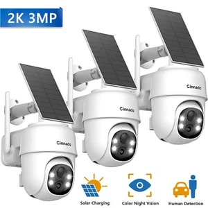 3Pack Wireless WIFI Outdoor Security Camera Battery Solar Powered AI Detection - Picture 1 of 13