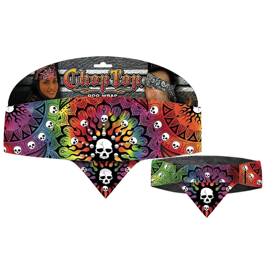 Tye Dye Paisley Skulls Chop Top Biker Headband Bandanna Sweatband Head Wrap — 第 1/1 张图片
