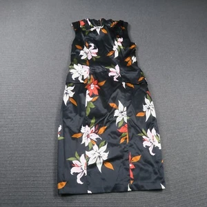 Cue Womens Pencil Dress 12 or Medium Black Floral Sheath Crew Neck Casual - Picture 1 of 9