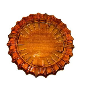 Vintage Ashtray MCM Fostoria Sunburst Amber Glass Large 10” Heavy Mad Men Style - Picture 1 of 5