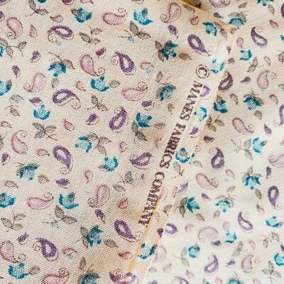 BTY 1970s Mini Camisas Paisley Tecido Tan Mistura de Algodão Vintage - Imagem 1 de 4