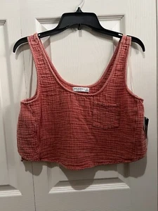 Arizona Cropped Top Rust Orange Juniors Size Medium 100% Cotton Crop Top Pocket - Picture 1 of 3