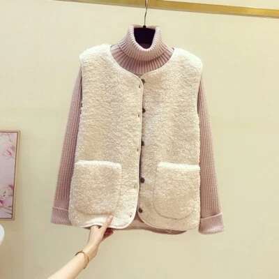 Women Faux Fur Fleece Vest Gilet Waistcoat Sleeveless Coat Top Casual Loose Warm - Image 1 of 4