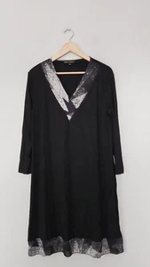 Vestido Negro QVC FRANK USHER Mangas Largas Borde Chifón Detalle Pequeño-Mediano NUEVO. - Imagen 1 de 9