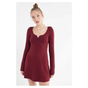 Urban Outfitters Size Small Spellbound Mini Dress Orange Fit Flare Knit - Picture 1 of 8